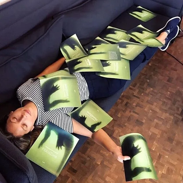 This day last year in Göttingen. Jet lagged and very happy. Choosing the right font for my FloodZone book title with @holger7188. Also a recreation of &ldquo;Ed Ruscha covered with 12 of his Books.&rdquo; #books #FloodZone