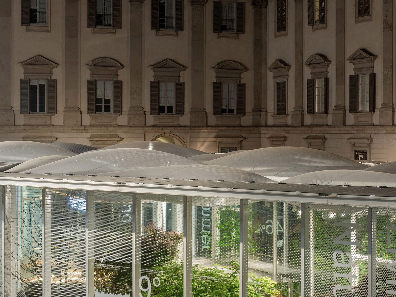 ETFE membrane roof covered with photovoltaic cells