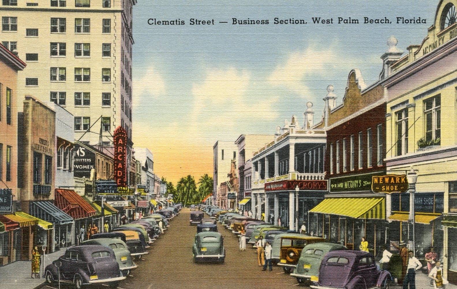 Clematis Street West Palm Beach Postcard Print Palm Gallery Custom Framing