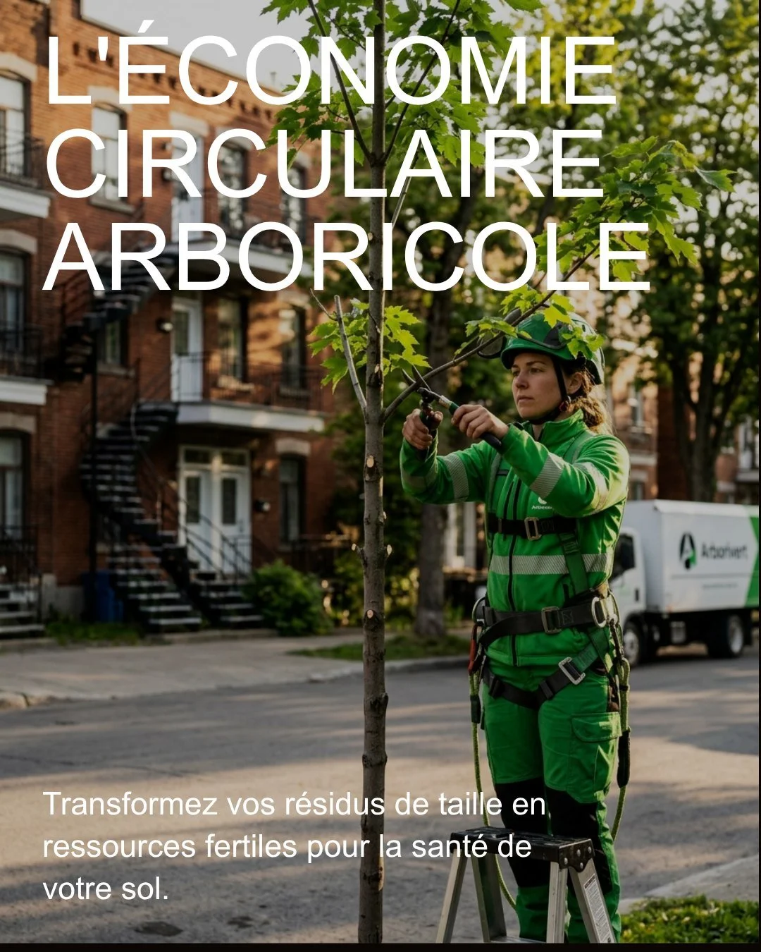 Laissez les sacs de plastique au magasin. La vraie valeur est d&eacute;j&agrave; dans vos arbres.On broie vos r&eacute;sidus de taille pour fabriquer un paillis organique de haute qualit&eacute;. 

Ce bois ram&eacute;al fragment&eacute; (BRF) ne sert