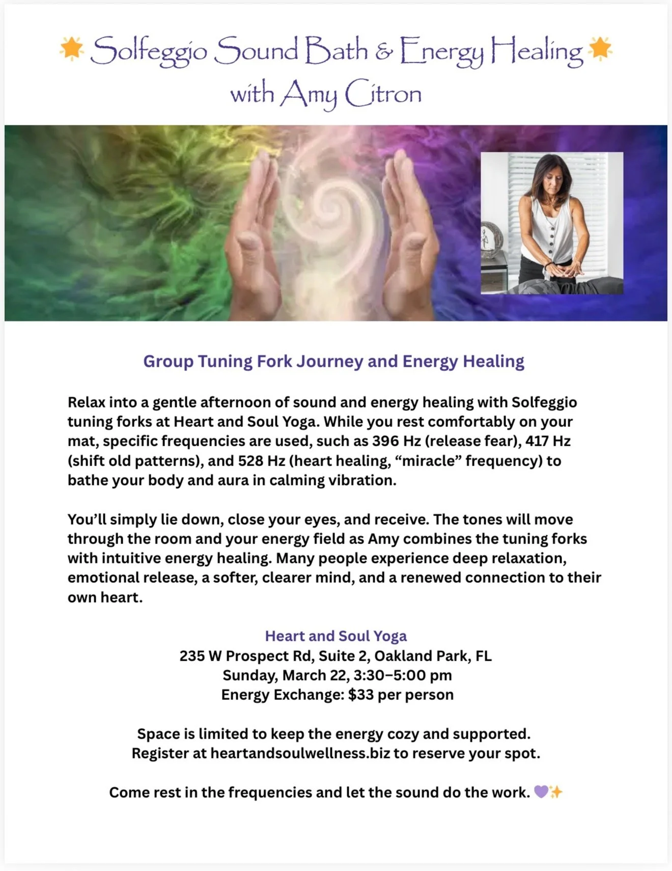 Amy Citron Solfeggio Sound Bath &amp; Energy Healing