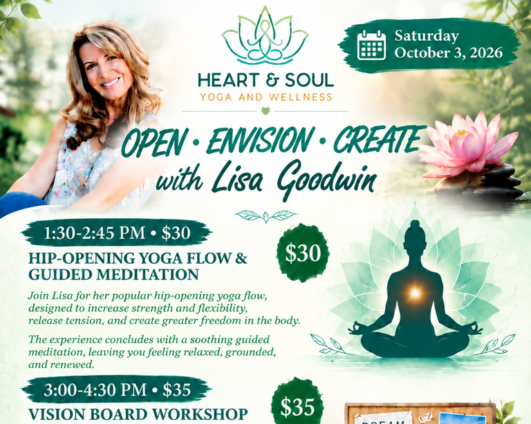 OPEN * ENVISION * CREATE with Lisa Goodwin - Yoga, Meditation &amp; Vision Board Workshop