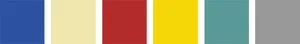 BLUE, CREAM RED, YELLOW, AQUA, GREY