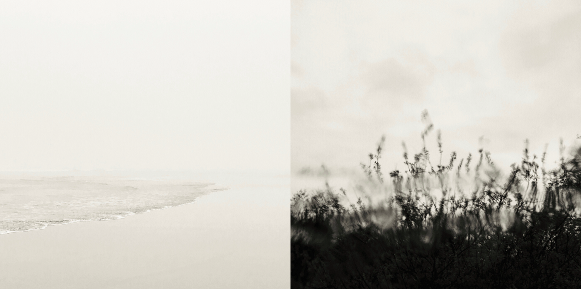 Receding tide and rainstorm.