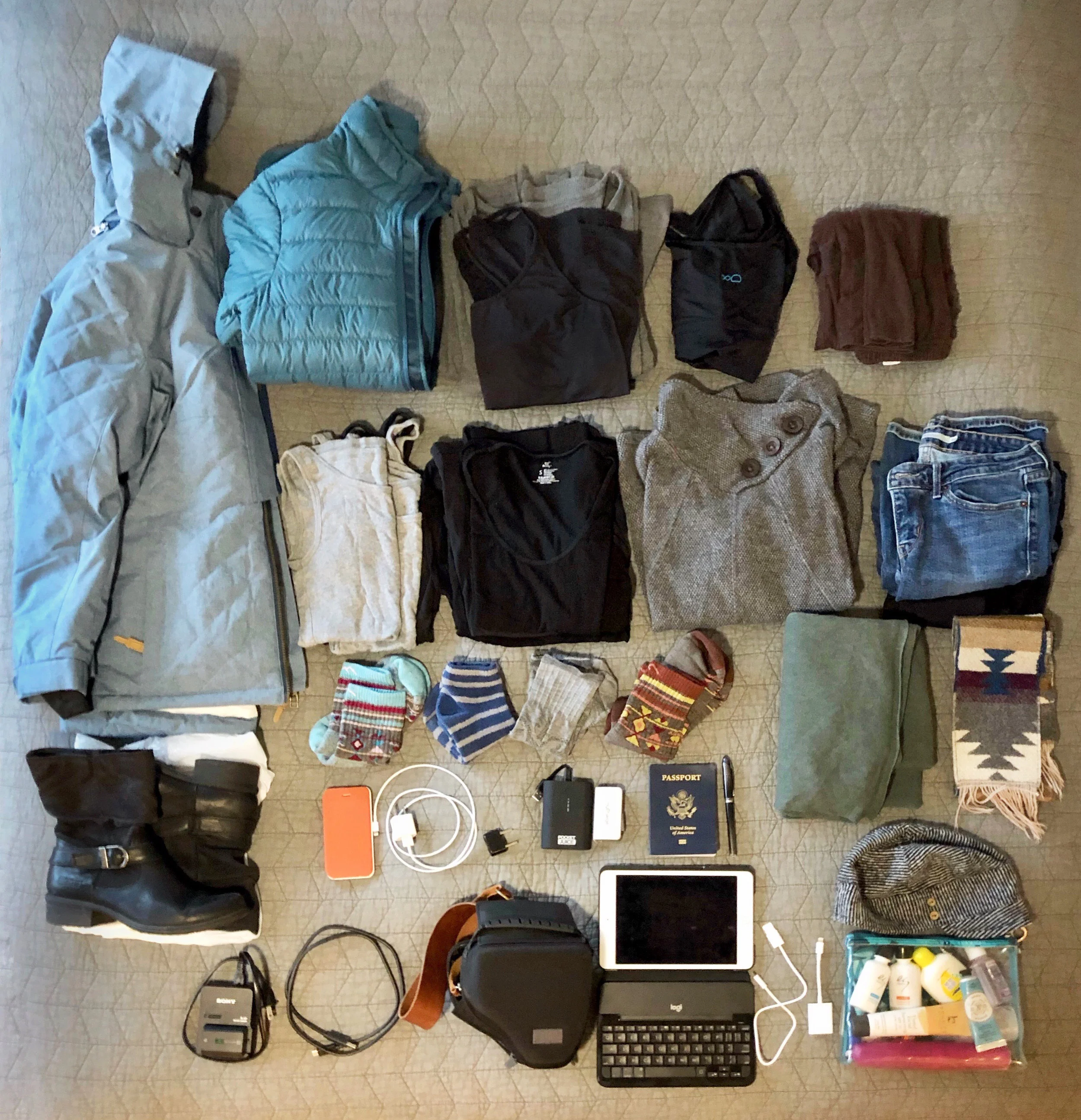 Everything for a one-month trip (except what I’ll wear on the plane)