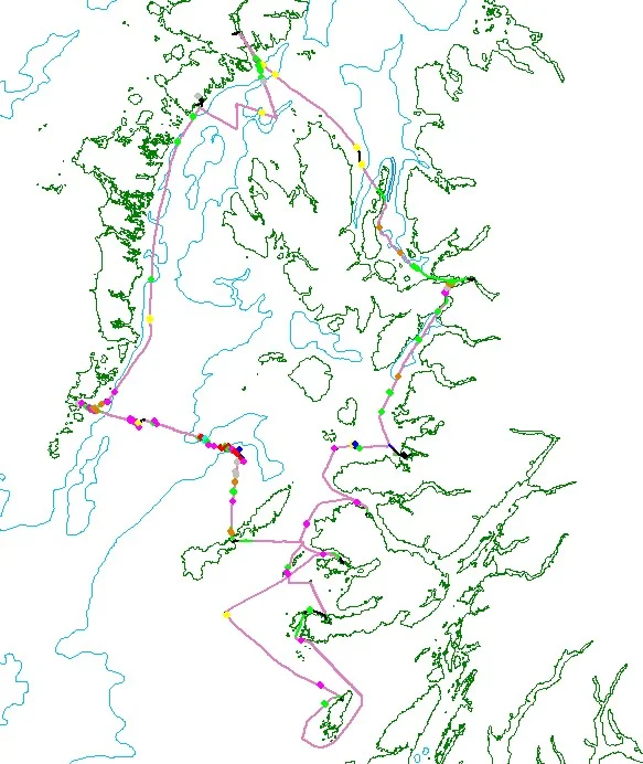 Route surveyed during the monitoring expedition