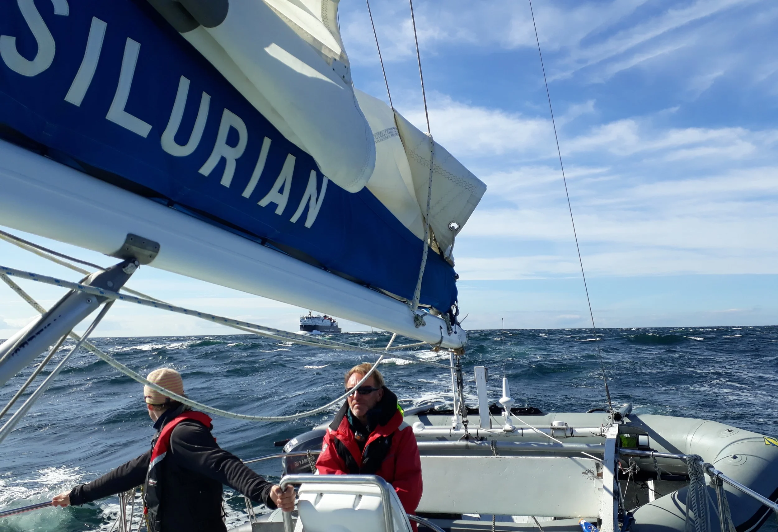 Watching the Clansman ferry approaching during passage through Gunna Sound