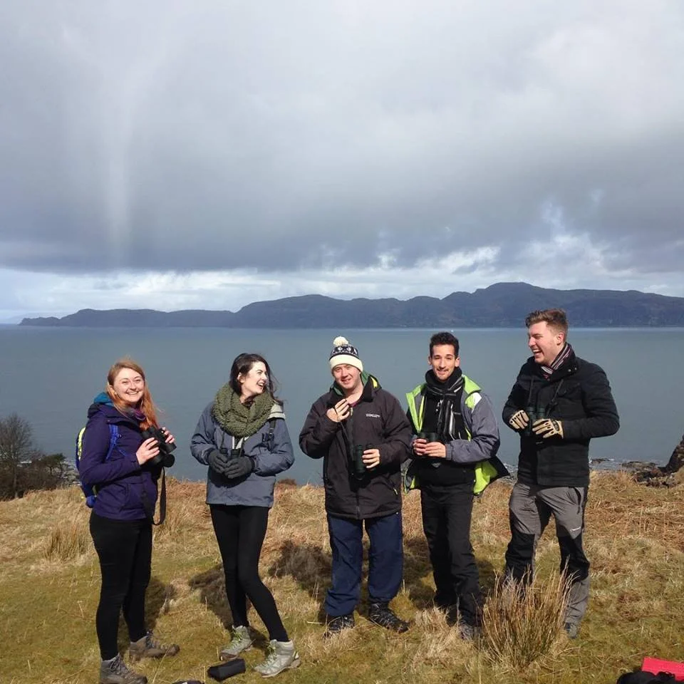 Our volunteers on their headland watch, with Whale Trail Officer Siobhan Moran (pictured) and Glengorm Wildlife Ranger, Kerry Froud