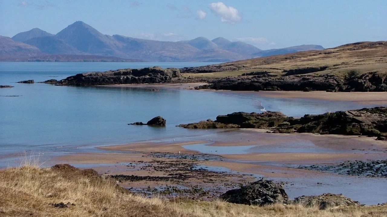 Kilmory Beach with the Skye Cuillins in the background