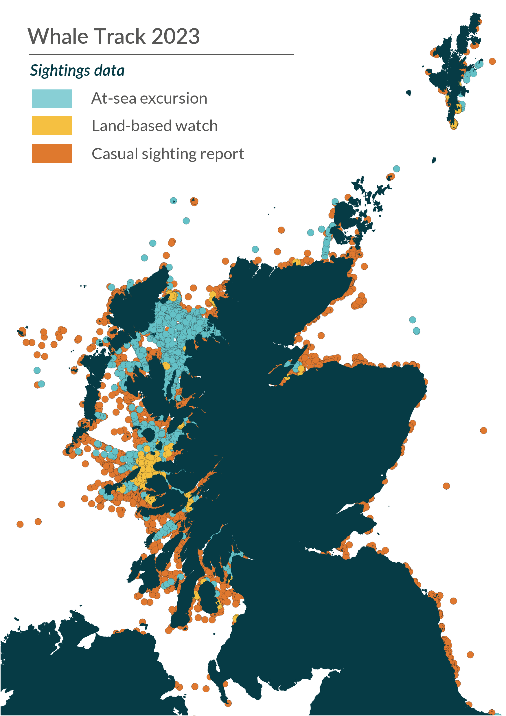 Whale Track Scotland - effort and opportunistic, legend, 2023.png