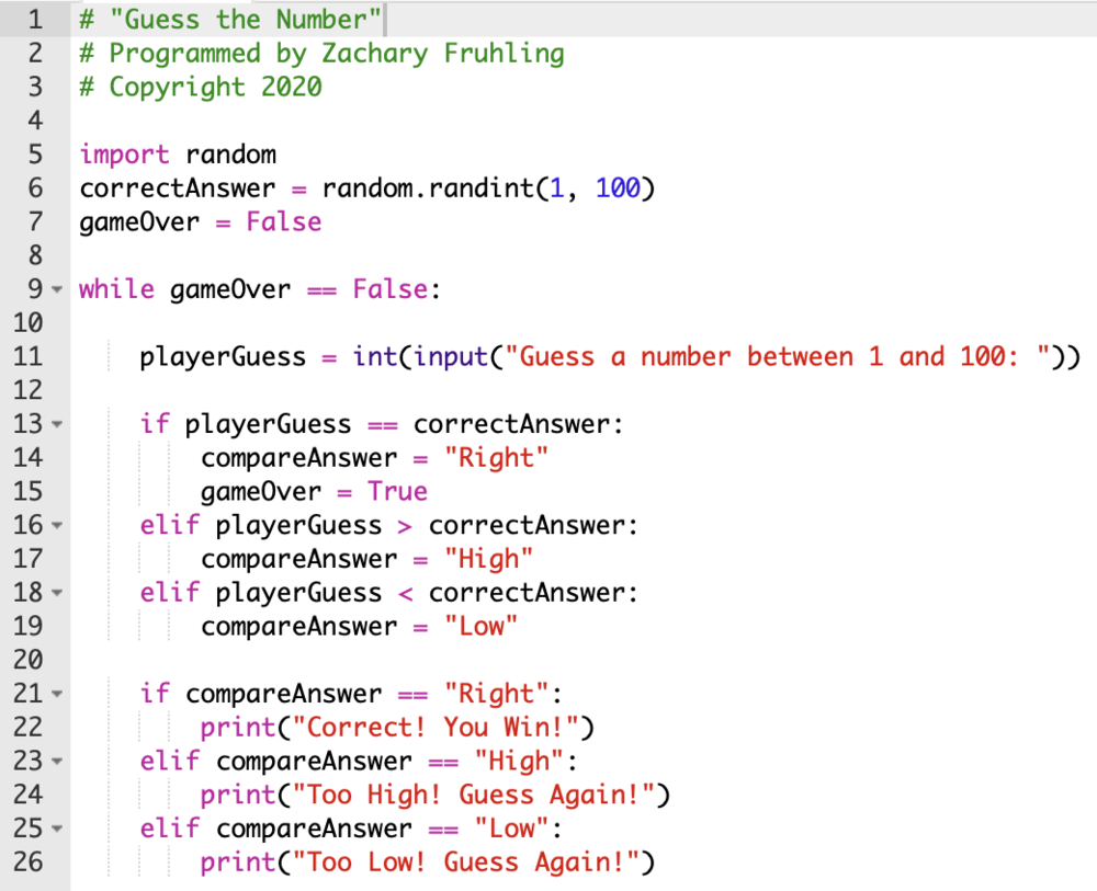 Logic And Programming How To Program A Simple Guess The Number Game In Python Zachary Fruhling