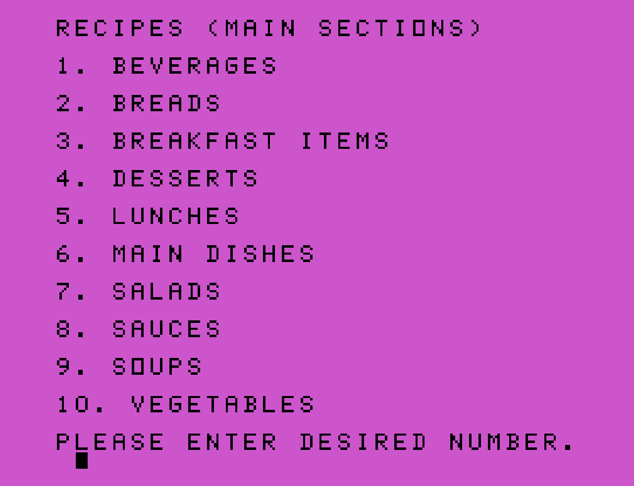 Digital Archaeology: Recovered TI BASIC "Recipes" Program for the TI-99/4A Home Computer