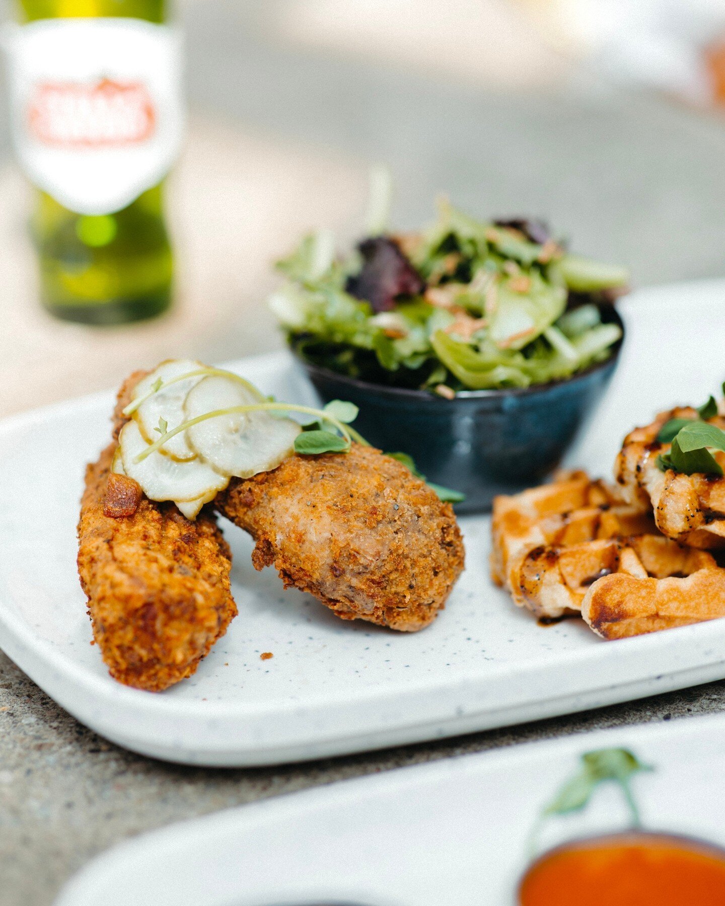 FRIED CHICKEN &amp; WAFFLES | Crispy &amp; fresh served with maple, bourbon &amp; coffee sauce, + a Coop Salad 🧇🍗⁠
⁠
📍207 Queens Quay W⁠
⁠
&bull;⁠
⁠
#toronto #torontolife #torontofood #tastetoronto #tastethesix #torontofoodie #ontariotravel #harbo