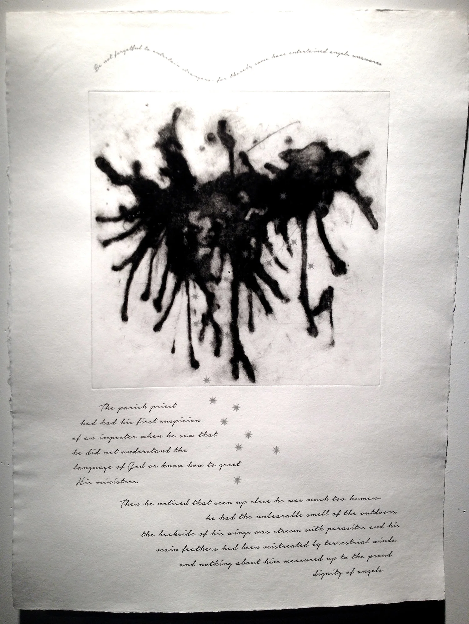 Untitled (Dignity of angels) (2017) Handmade paper, Intaglio, Letterpress 18"x24"