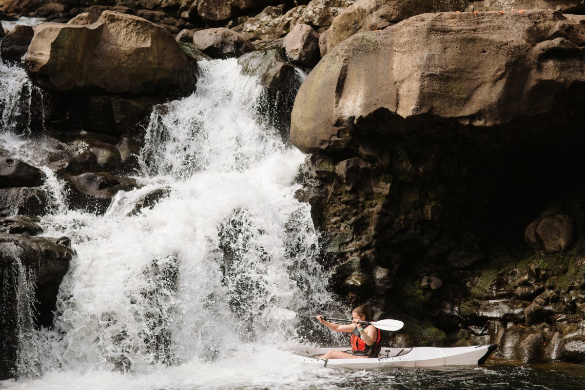 Oru Kayak into the waterfall
