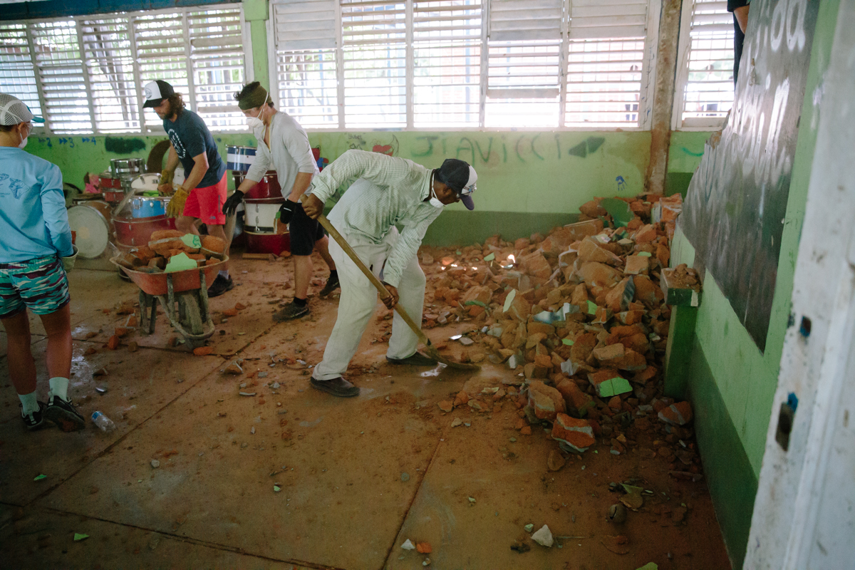 CLIF Bar Nicaragua shoveling rubble