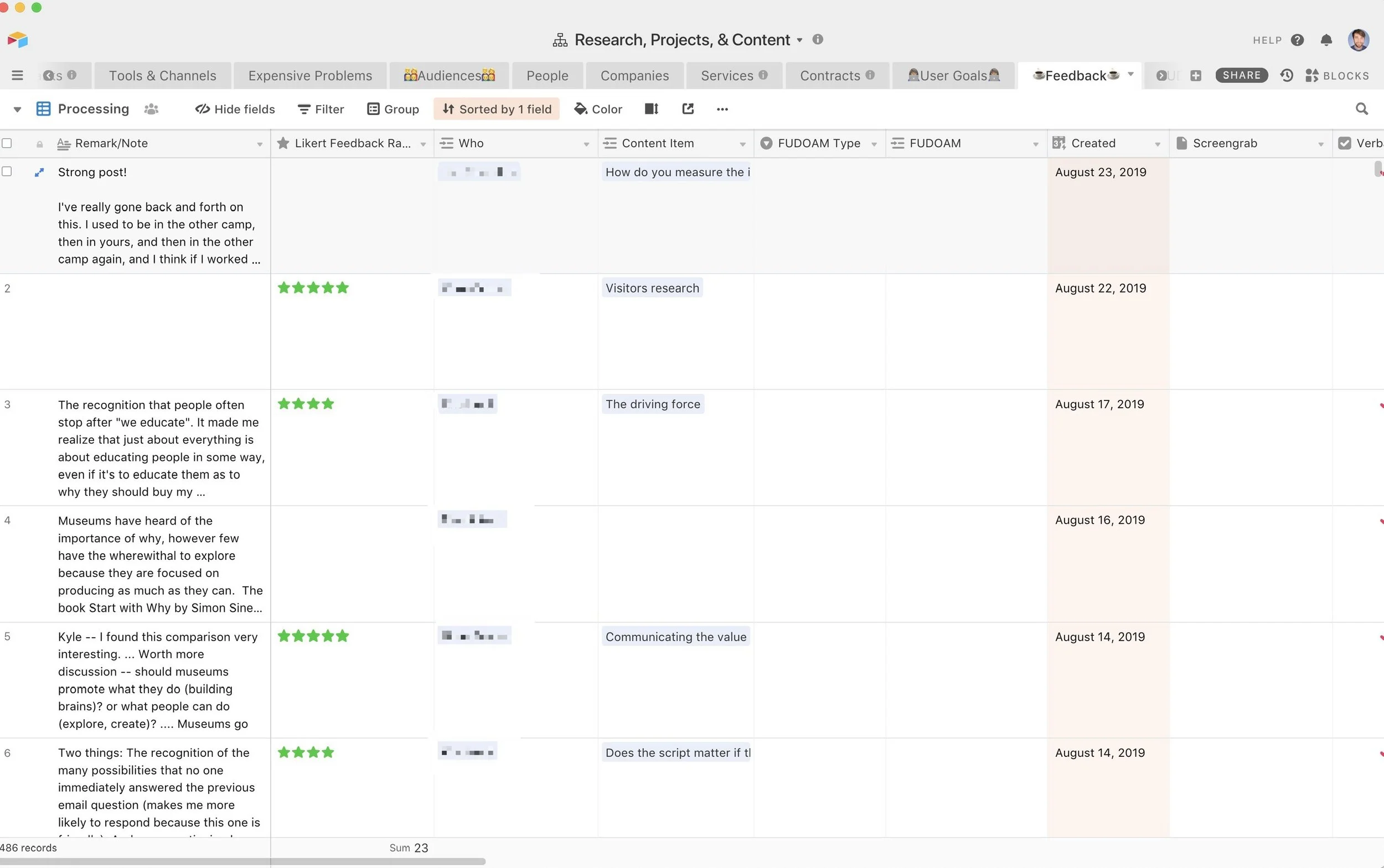 Airtable feedback screenshot