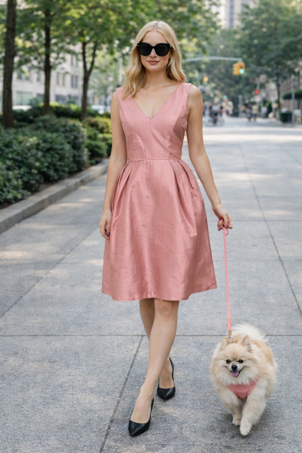 Couture Dress in fine pink natural  silk