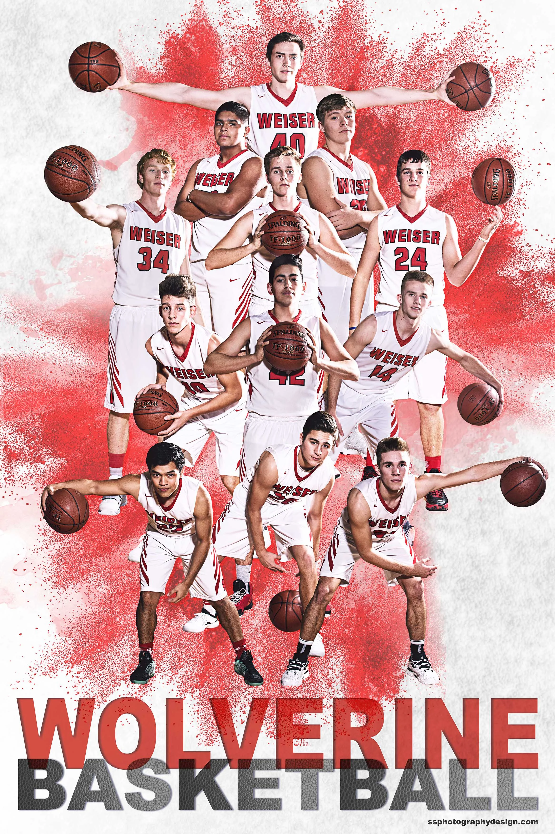 WHS Boys Basketball 2017-18 team photography, lighting, and composite. 