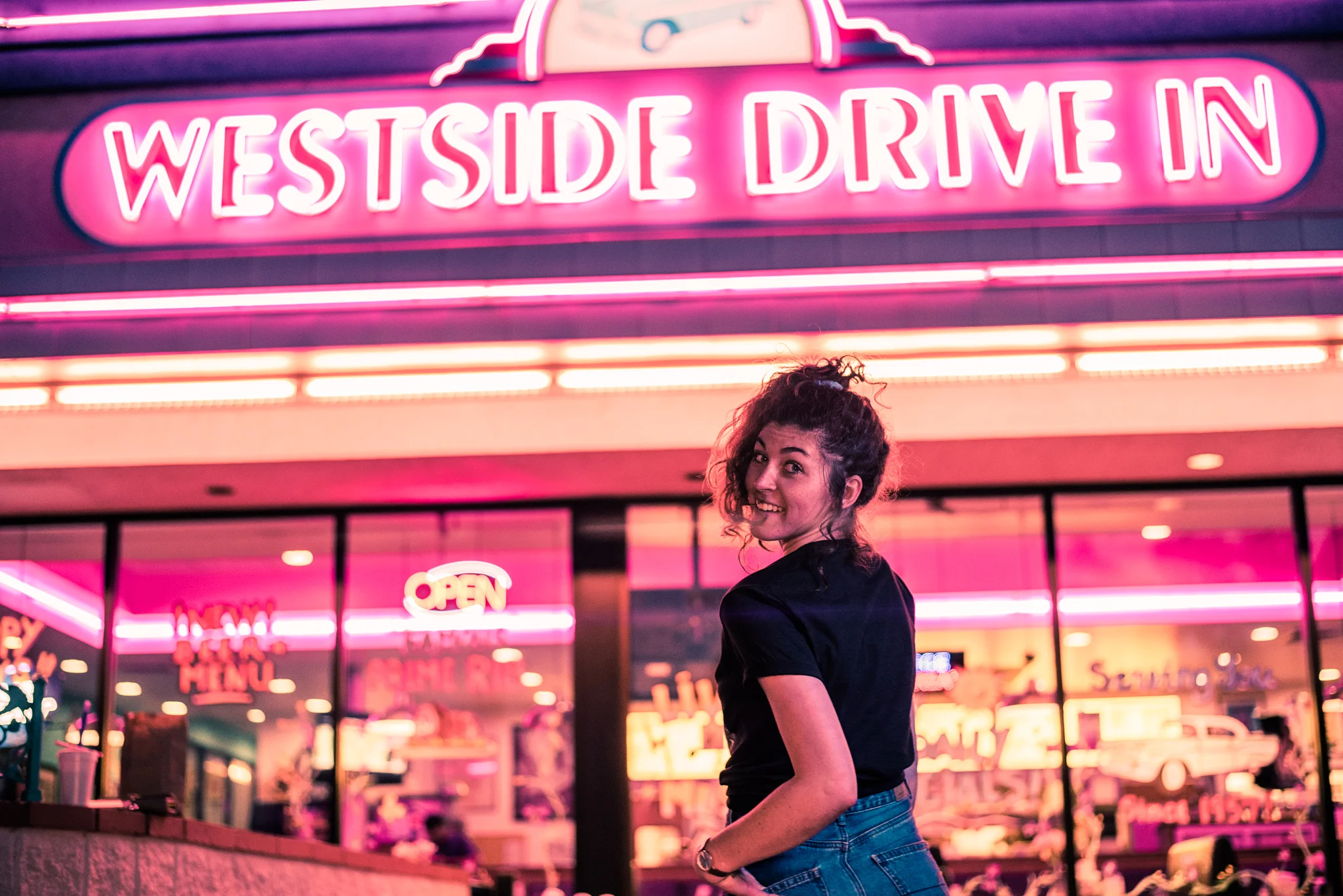Retro // 80’s // Beatles // Target Style // Vintage Styled Shoot // burgers // retro outfit // smoke bomb photography // rollerskate photography // arcade photoshoot // Boise Wedding Photographer // Idaho // Idaho Session // Styled Shoot Ideas // Outfit Ideas // Overall outfit // Spacebar Boise // cheeseburger // milkshake // neon lighting // neon photoshoot // SS Photography & Design // Sadie Shirts