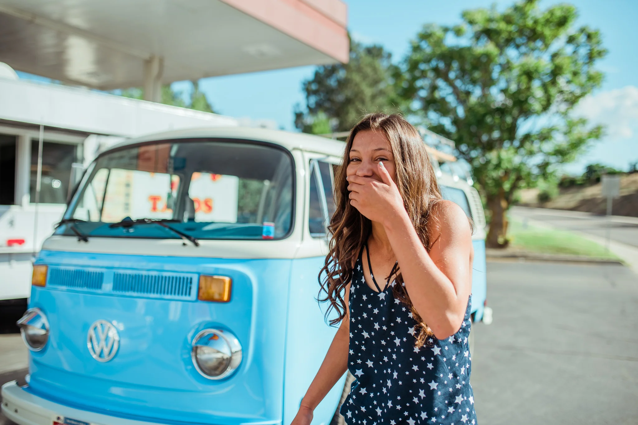 Boise Senior Photographer // Idaho // graduation // Boise // natural posing // laughter // flowers // senior girl posing // VW Bus // retro aesthetic // fun senior pictures // summer vibes // summer photos // summer // SS Photography & Design // Sadie Shirts