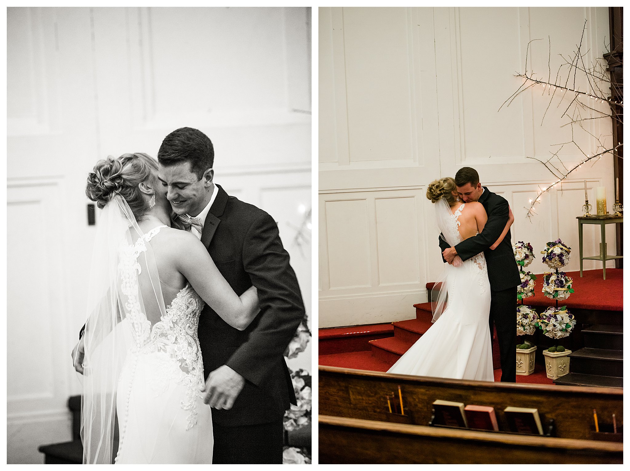 Boise Wedding Photographer, Idaho Wedding Photographer, candlelit wedding, Father daughter first look, first look ideas, plum and gold wedding colors, winter wedding, Indoor Photography, lace wedding dress, wedding updo, sentimental wedding ideas, documentary wedding photographer, wedding photography, large group wedding