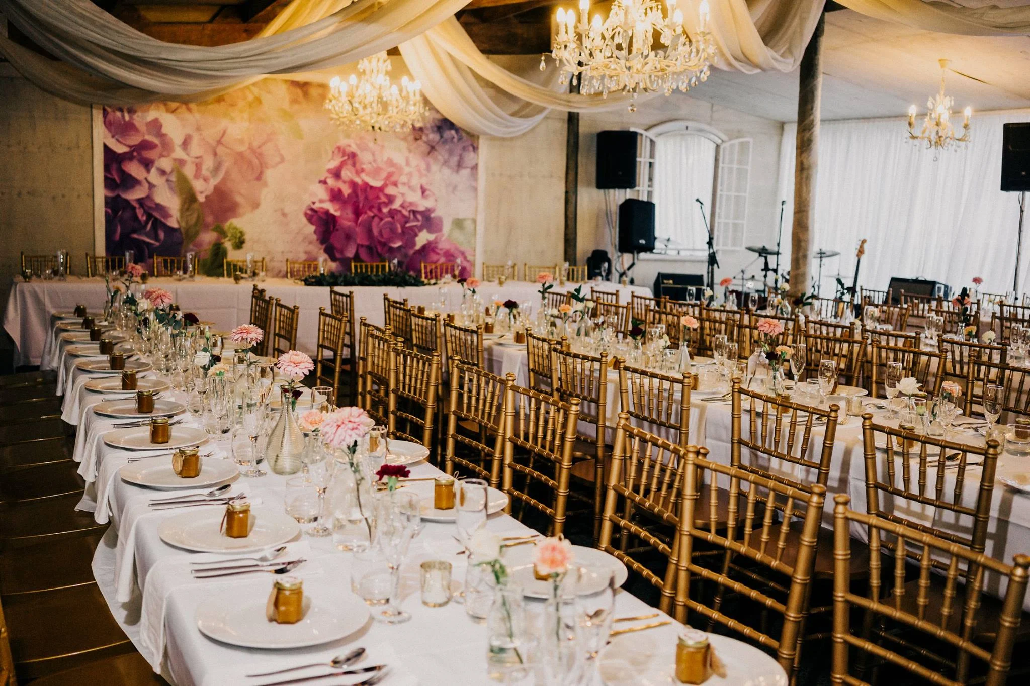 Barn set up for a reception