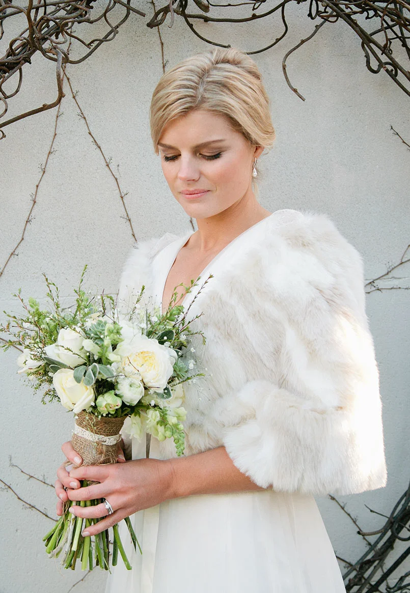 Cream & White Mottled Fur Stole