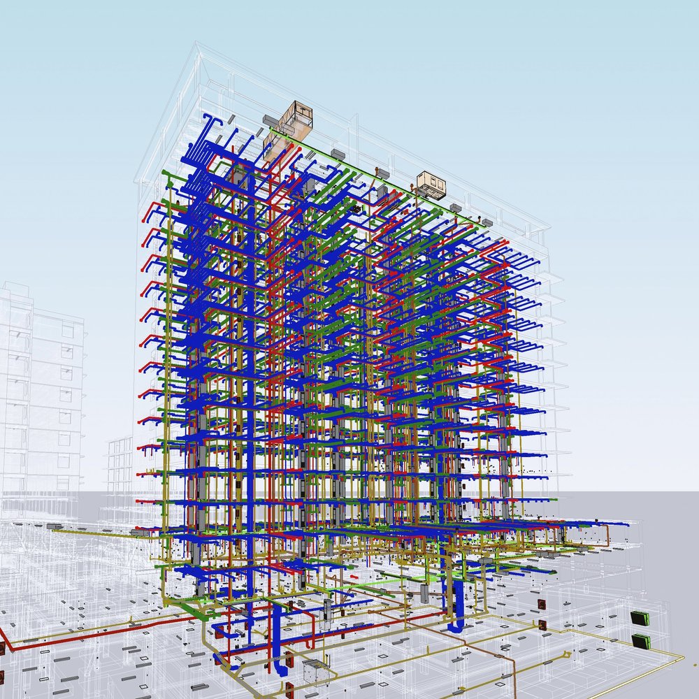 Vertical MEP riser and building coordination reference