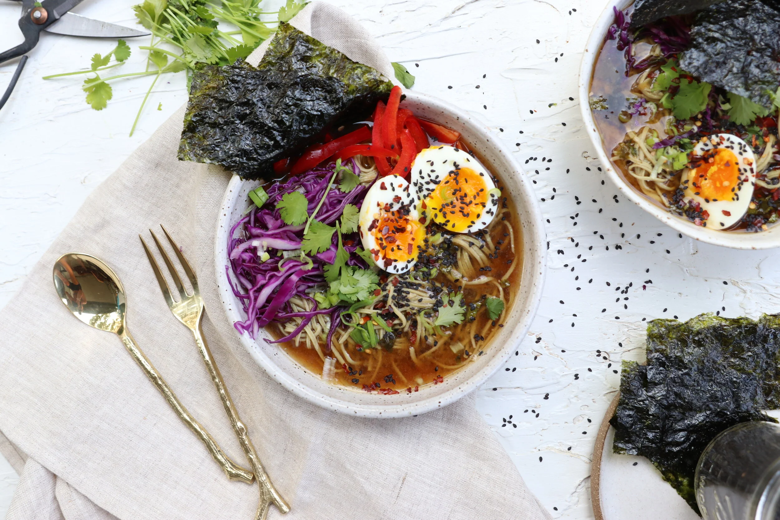 Asian inspired miso noodle broth 