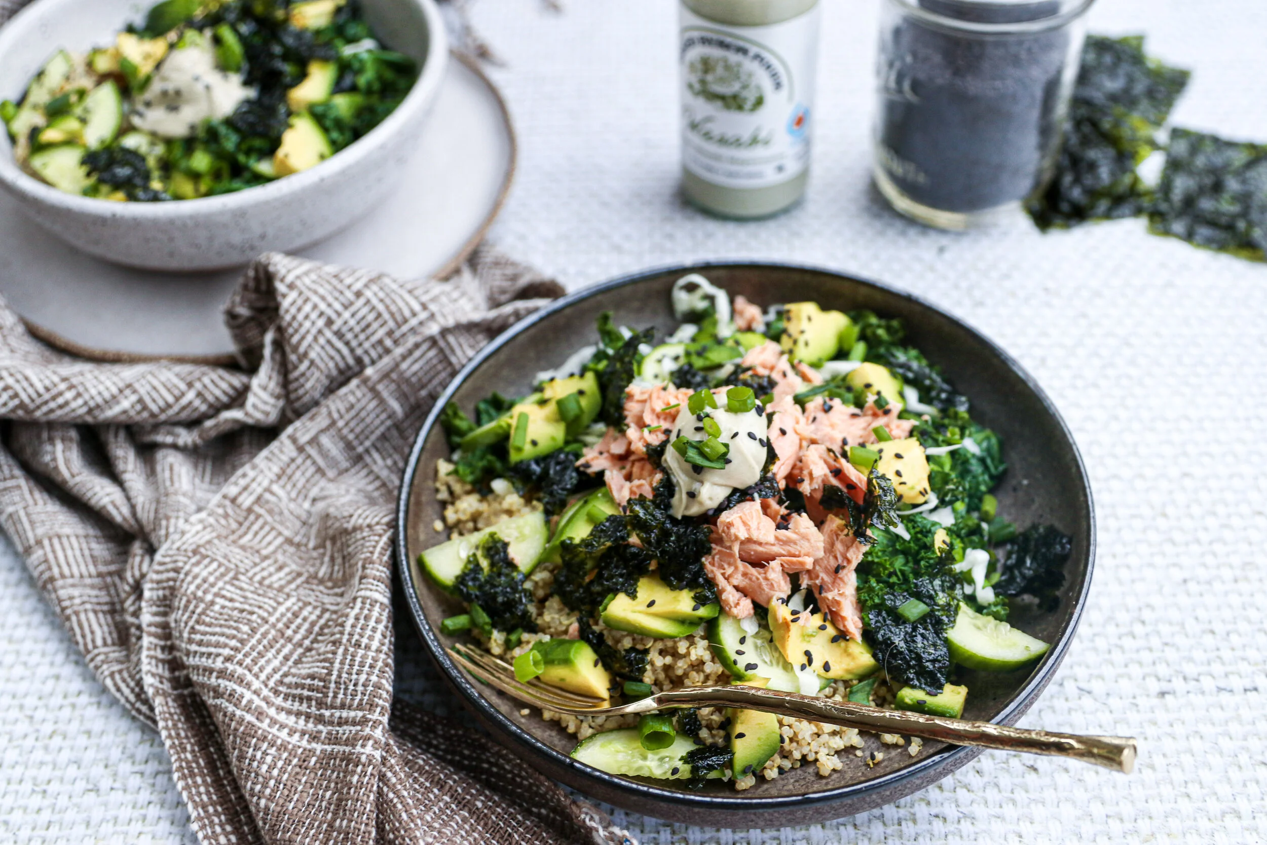 Salmon &amp; Wasabi mayo Poké Bowls 