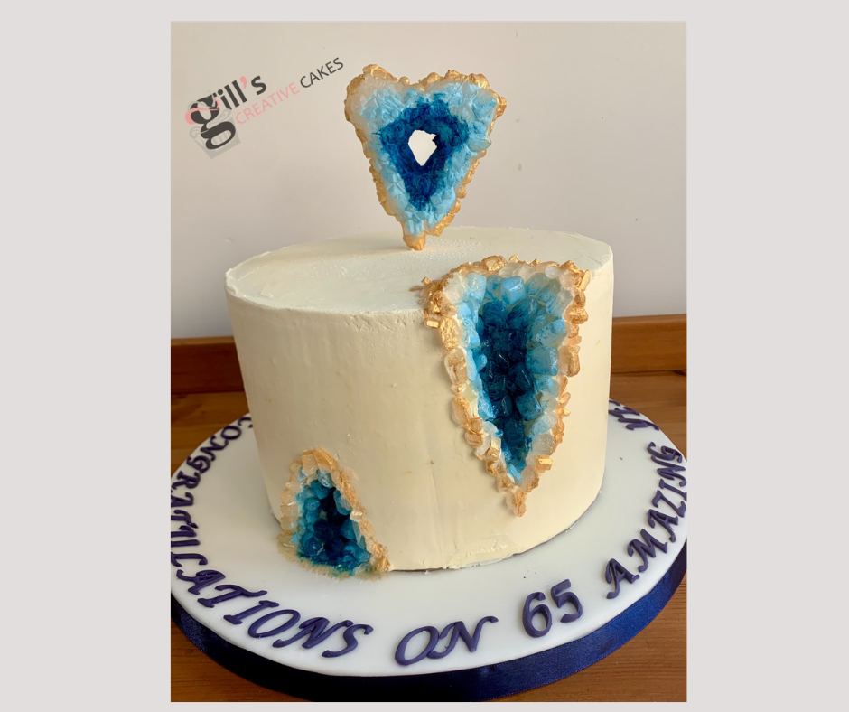 Geode 65th Wedding anniversary cake blue sapphire .png