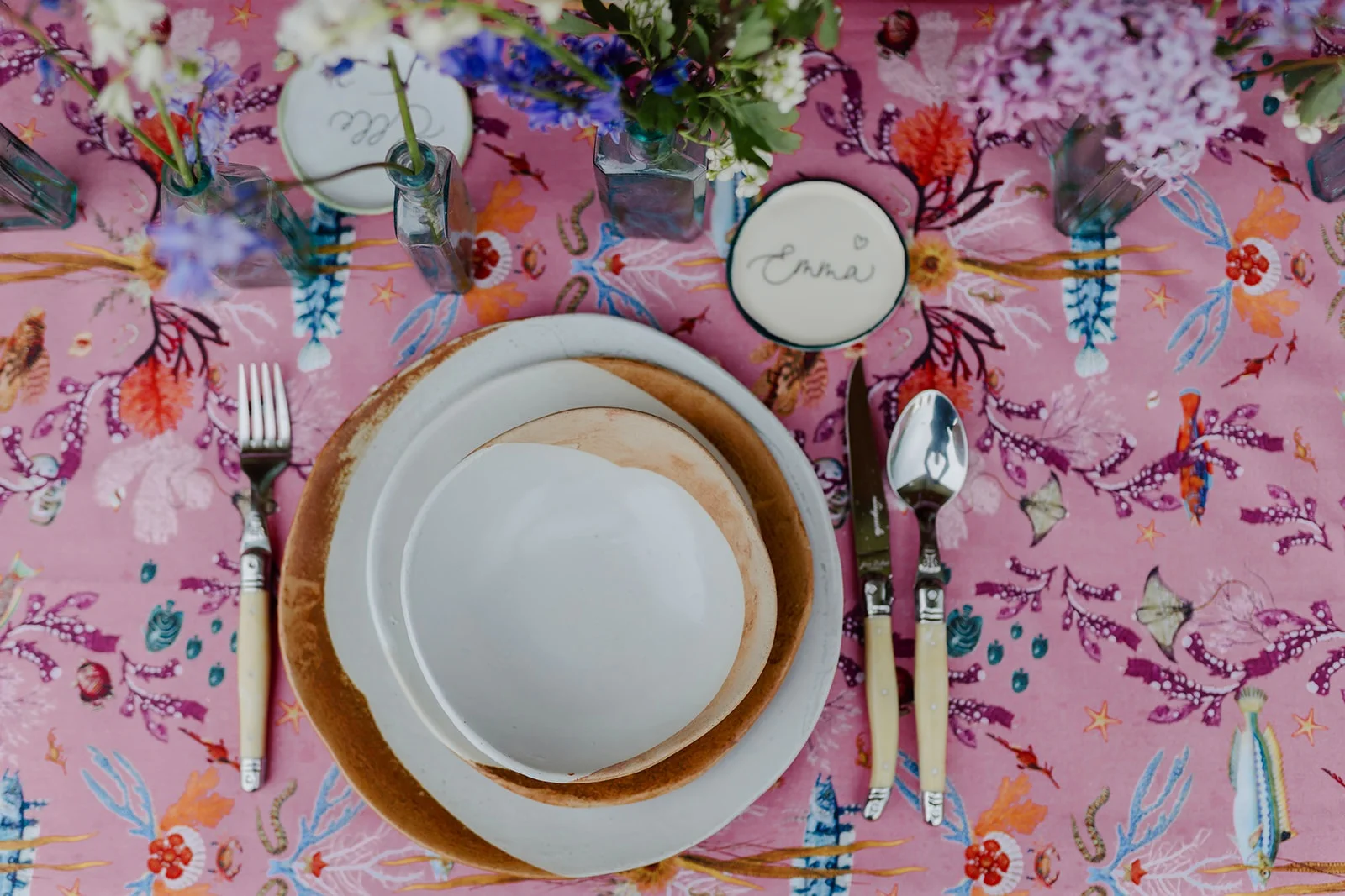 Fortescue Bay in Coral Pink Tablecloth