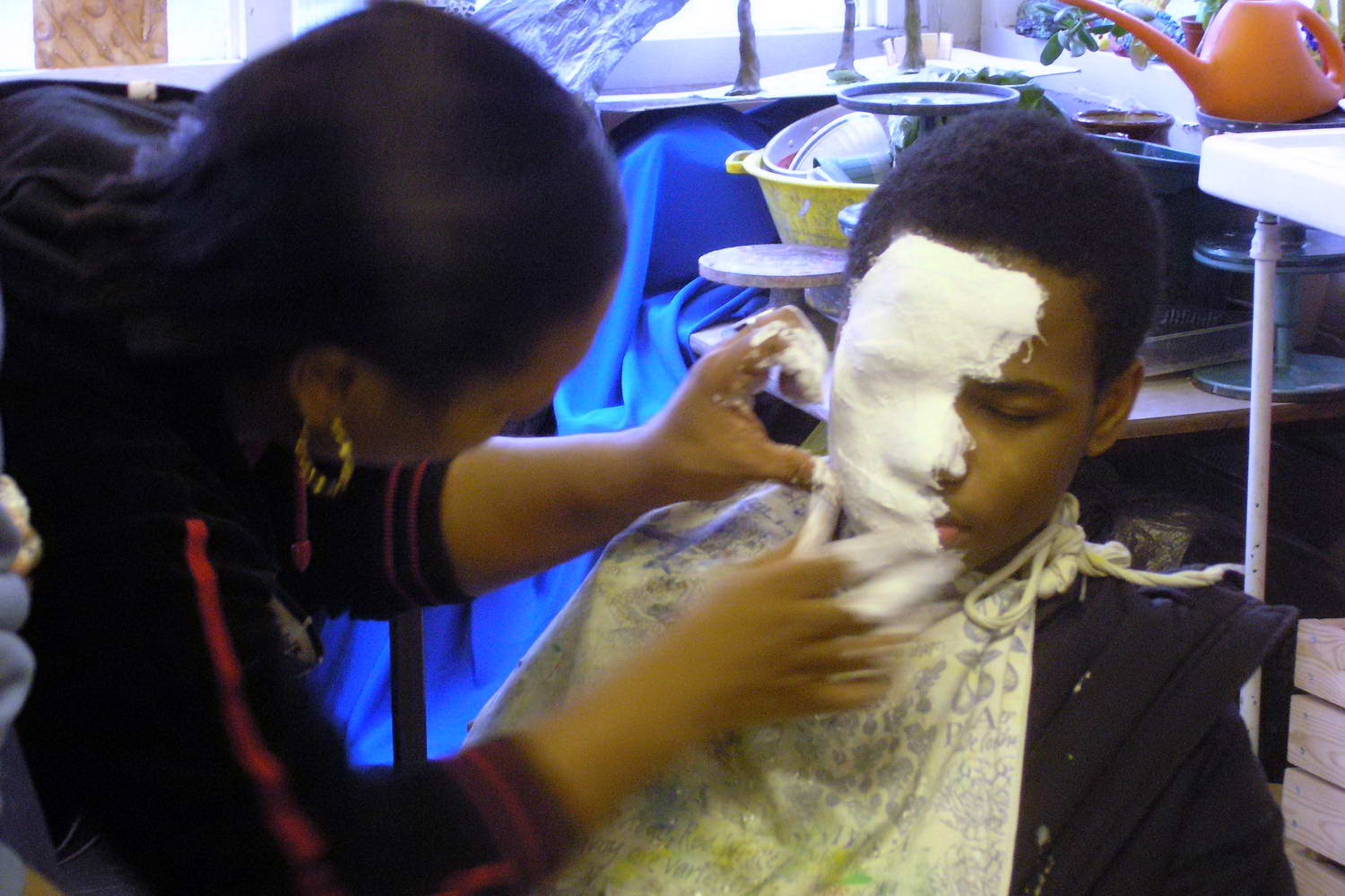  The pupils then took part in face casting but only half a face at a time. 