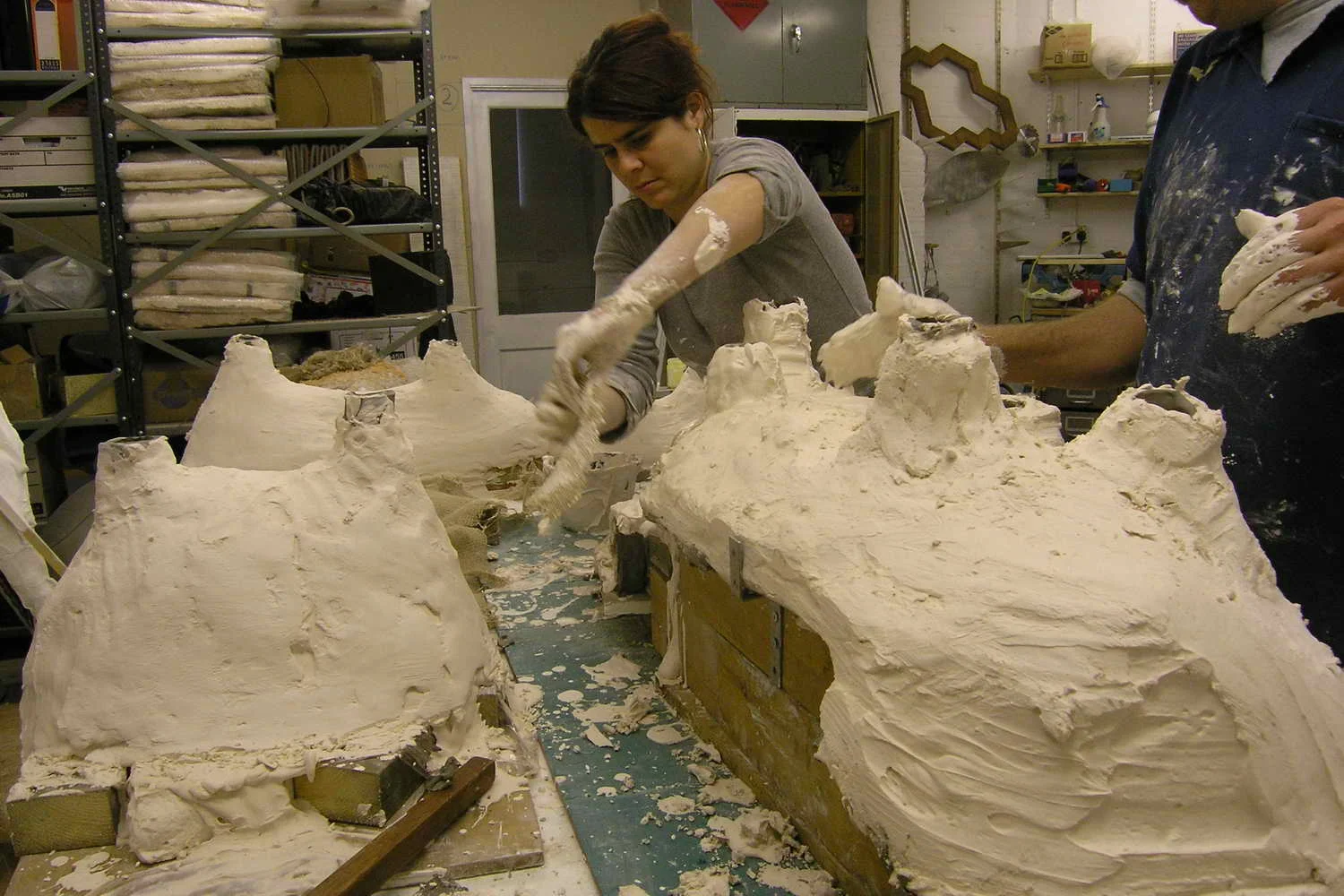  Plaster jackets into which hot rubber (gelflex) would be poured. 