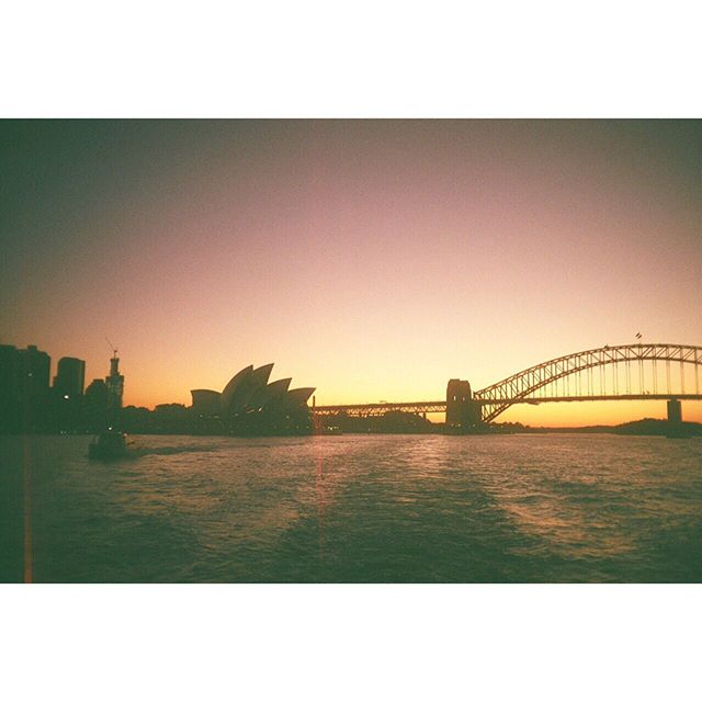 Sunset from the Manly ferry, Sydney,  Australia 🇦🇺 #sunset #ferry #sydney #australia #sydneyharbour #operahouse #harbourbridge #olympusmjuii #mjuii #analog #analogphotography #travel #photography #travelphotography #backpacking #ishootfilm