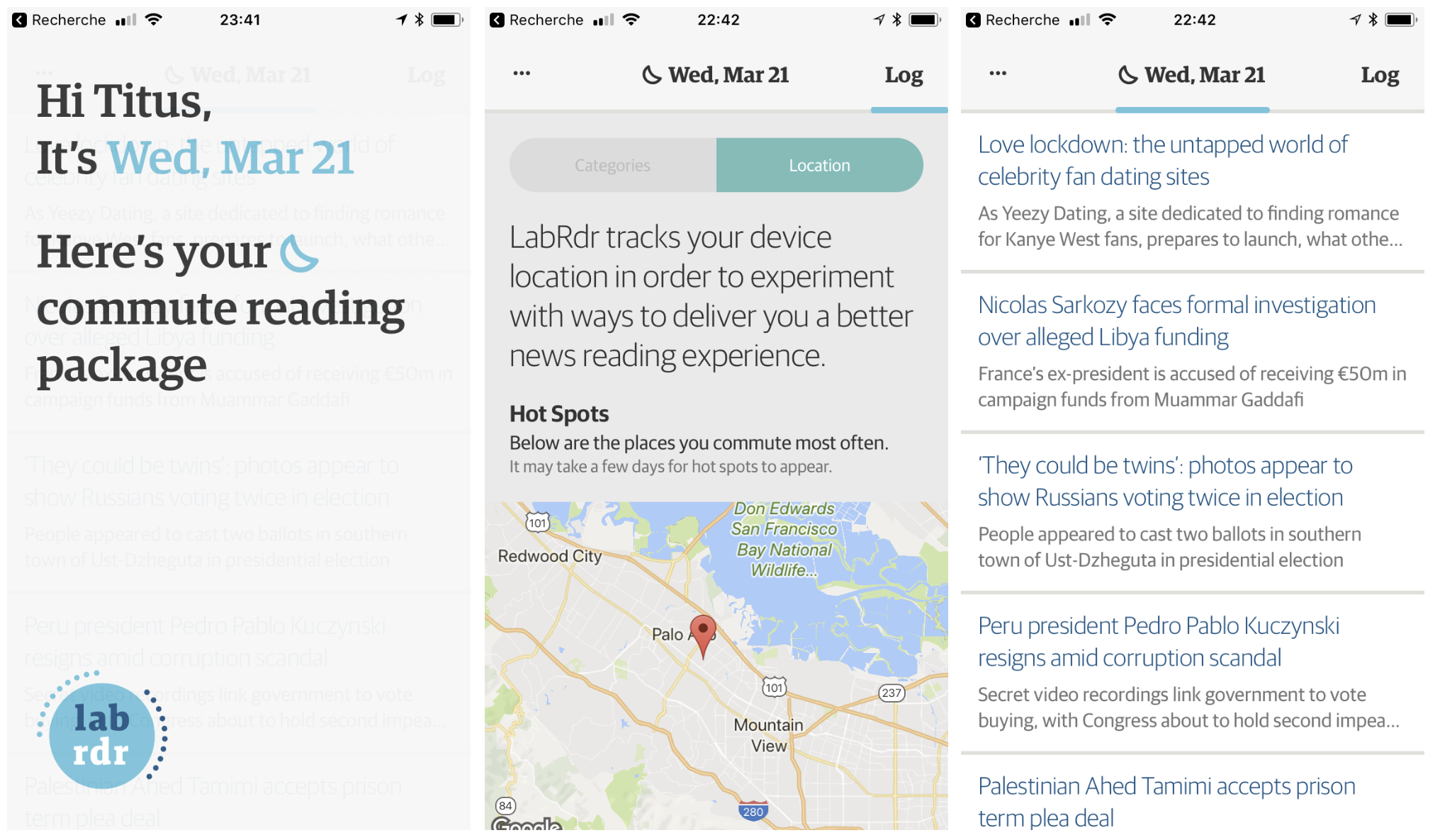 The Guardian’s experimental LabRdr app delivers offline articles personalized for your commute time.