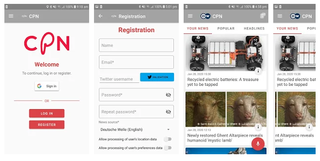 The CPN recommender with Deutsche Welle content