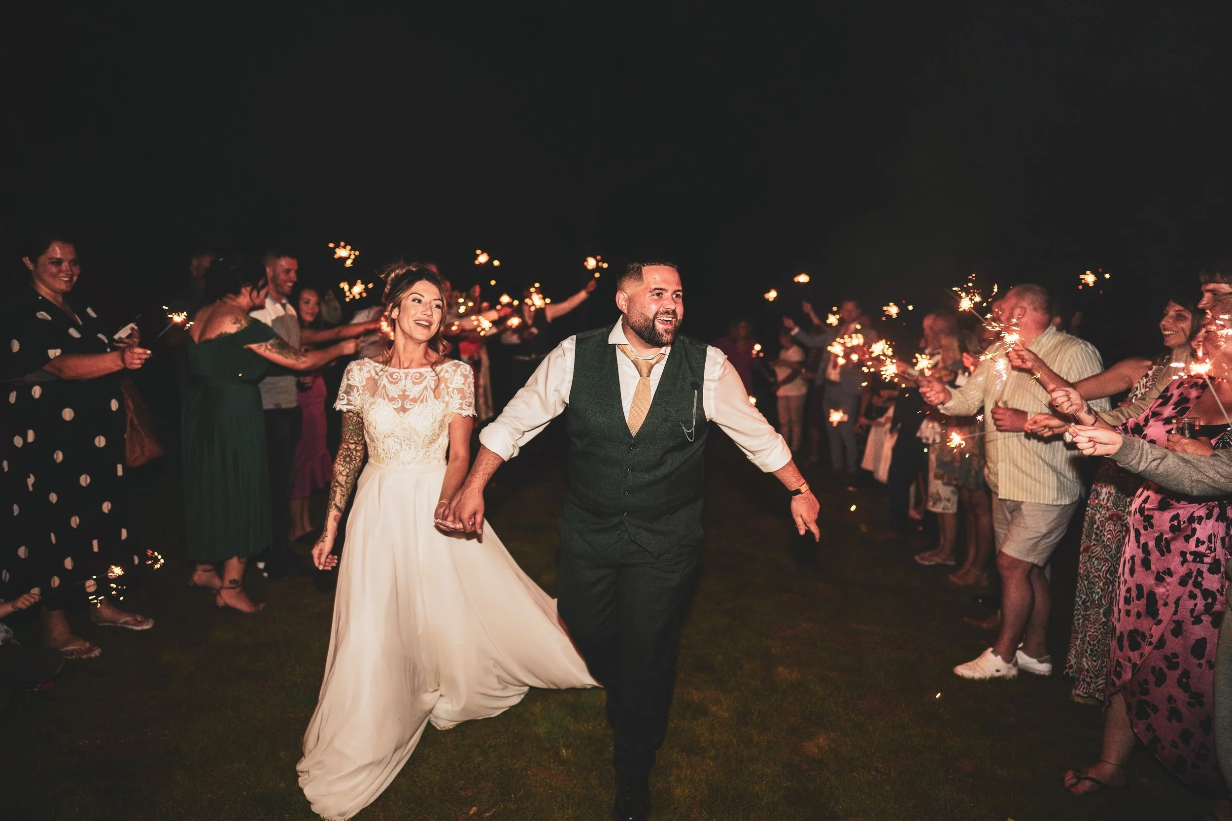 Ewen and Maisie wedding - sparkler run