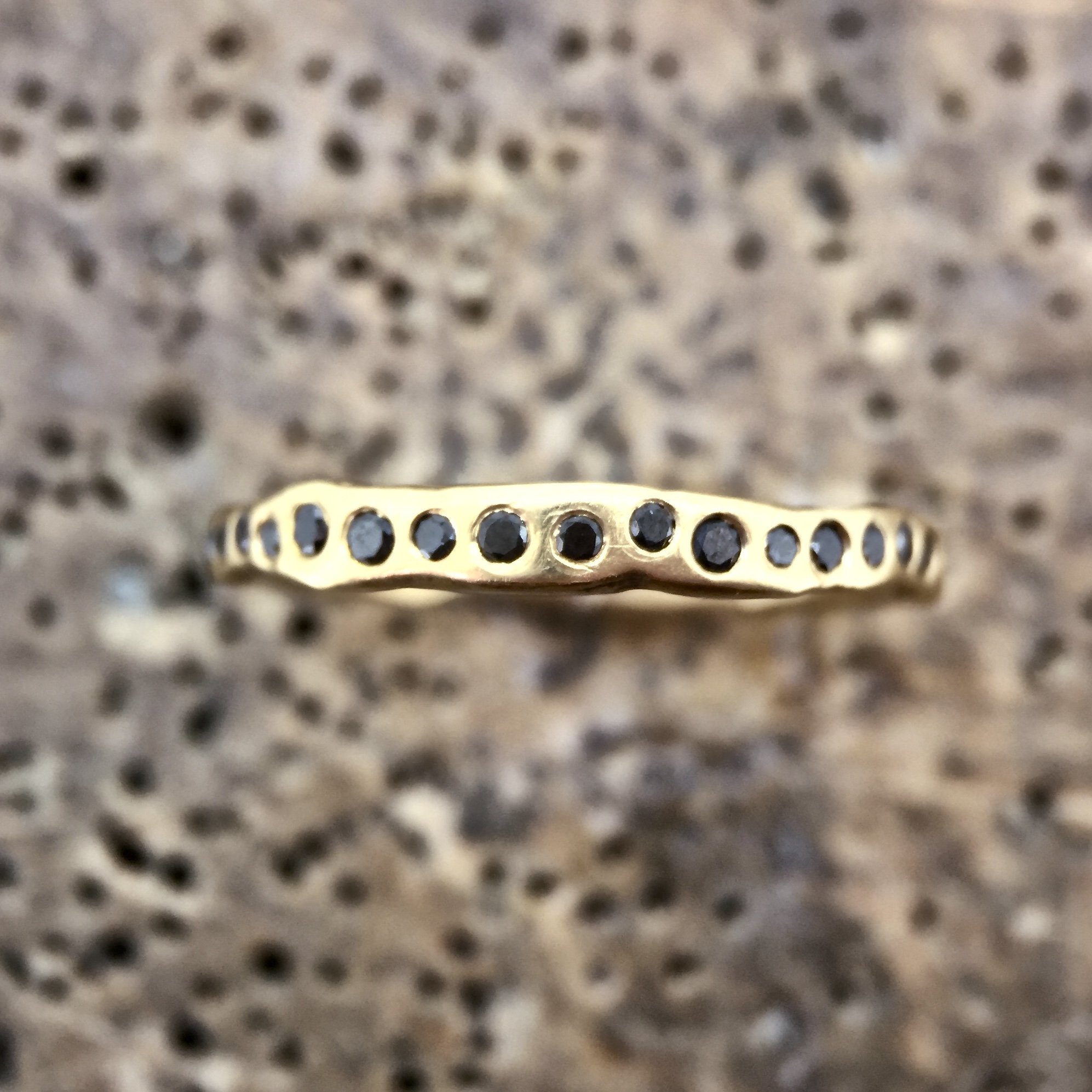 Black Diamond Half Eternity Ring in 22ct Yellow Gold