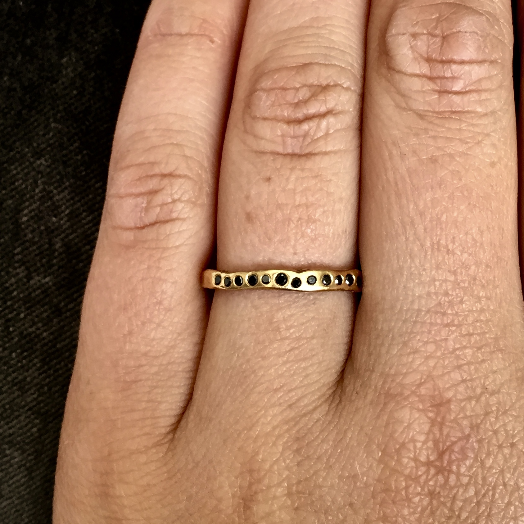 Black Diamond Half Eternity Ring in 22ct Yellow Gold