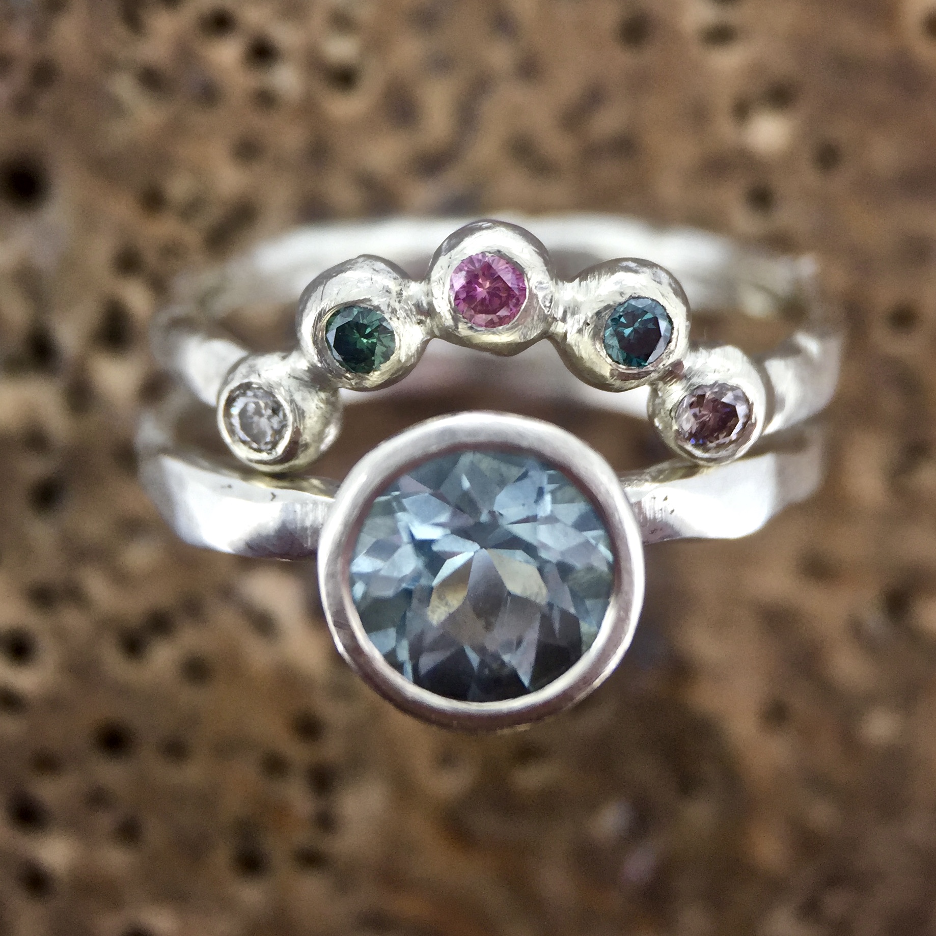 Rainbow Diamond Tiara Ring in 9ct White Gold