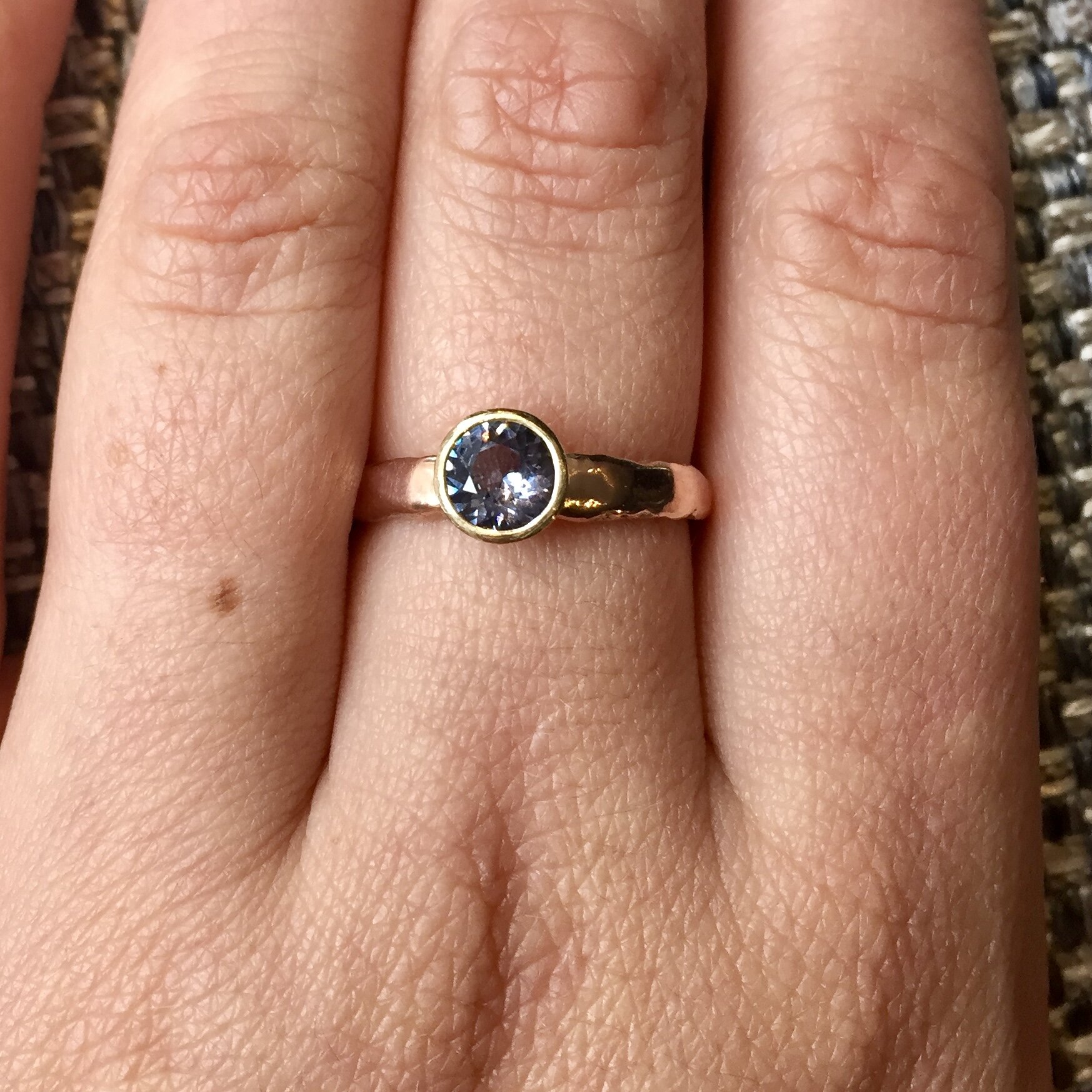 Grey Spinel Ring in 9ct Yellow and Rose Gold