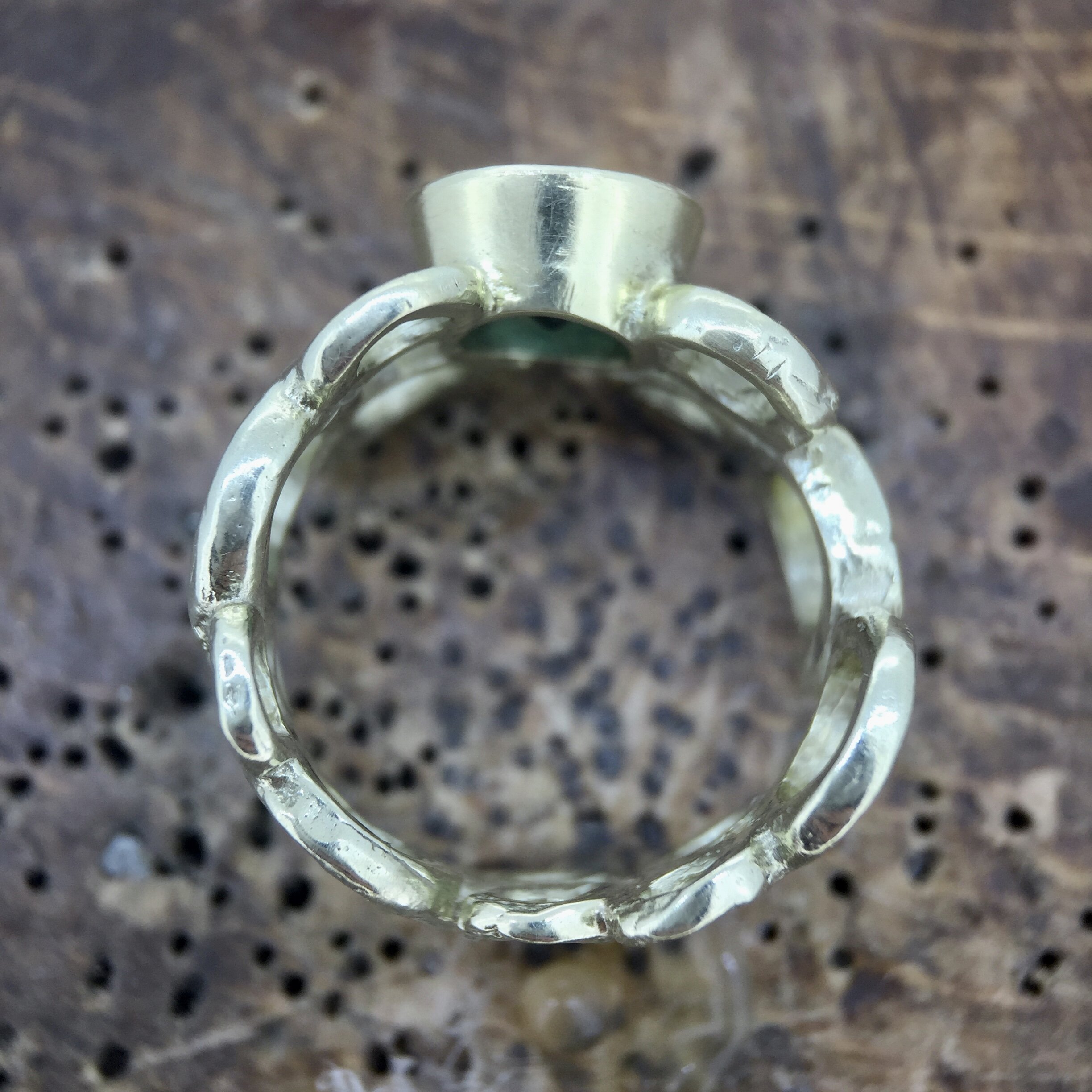 Green Tourmaline Bubble Ring in 14ct Yellow Gold