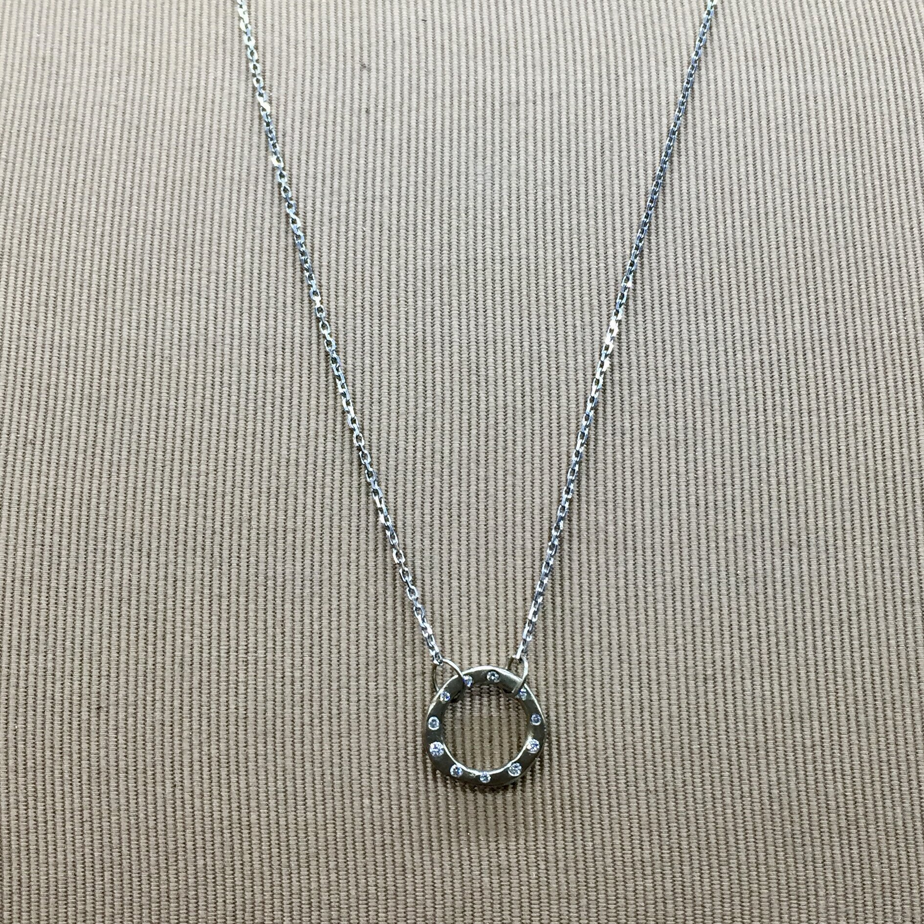 Diamond Set Molten Circle Necklace in 18ct White Gold