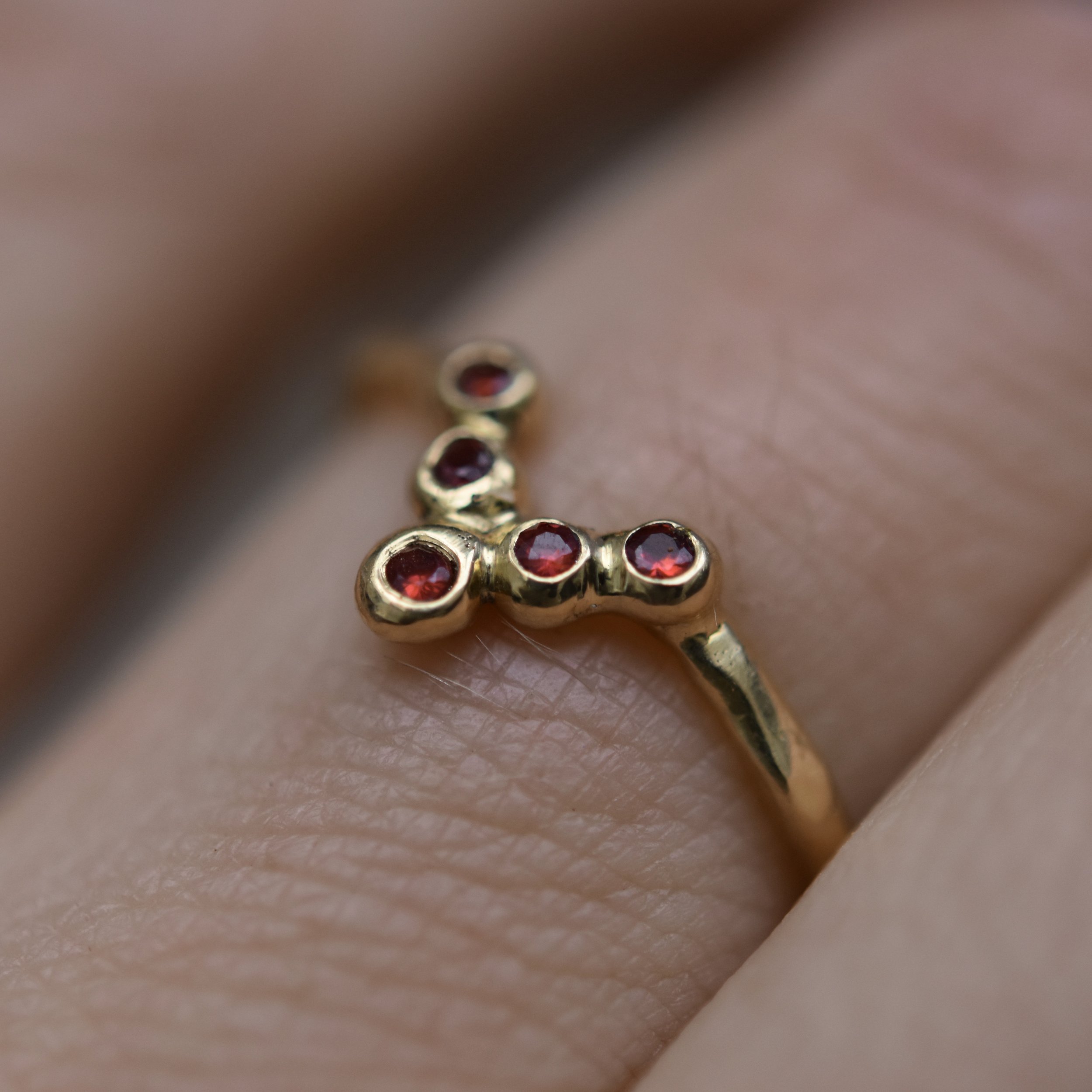 Erin Cox ruby tiara 18ct yellow gold ring engagement gift present anniversary designer handmade handcrafted jewellery local Uk Devon ethically sourced recycled gold