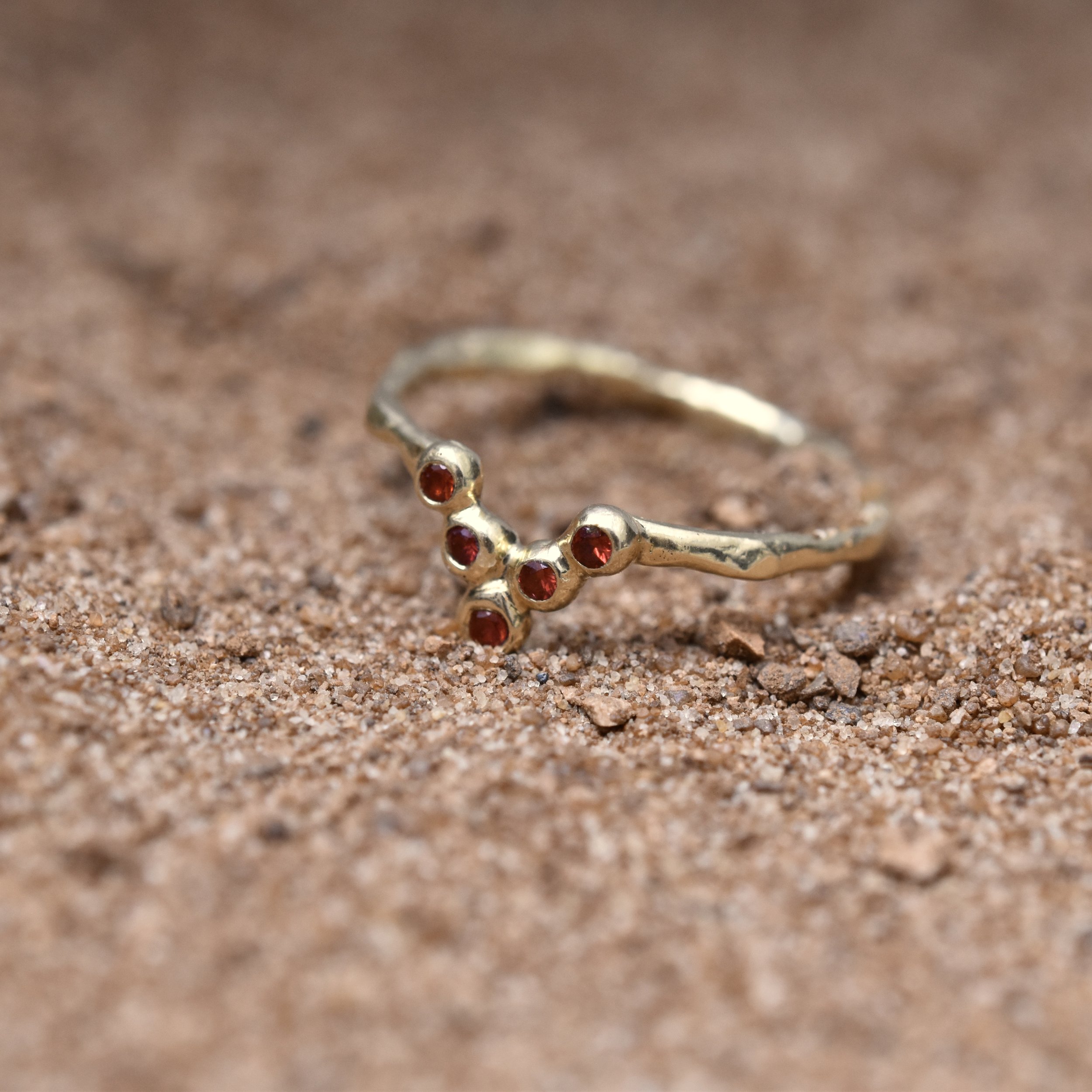 Erin Cox ruby tiara 18ct yellow gold ring engagement gift present anniversary designer handmade handcrafted jewellery local Uk Devon ethically sourced recycled gold