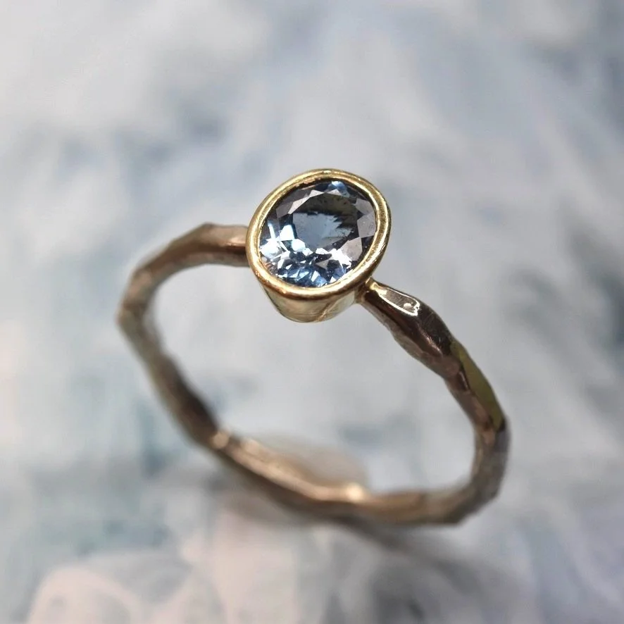 Aquamarine Ring in 18ct White & Yellow Gold