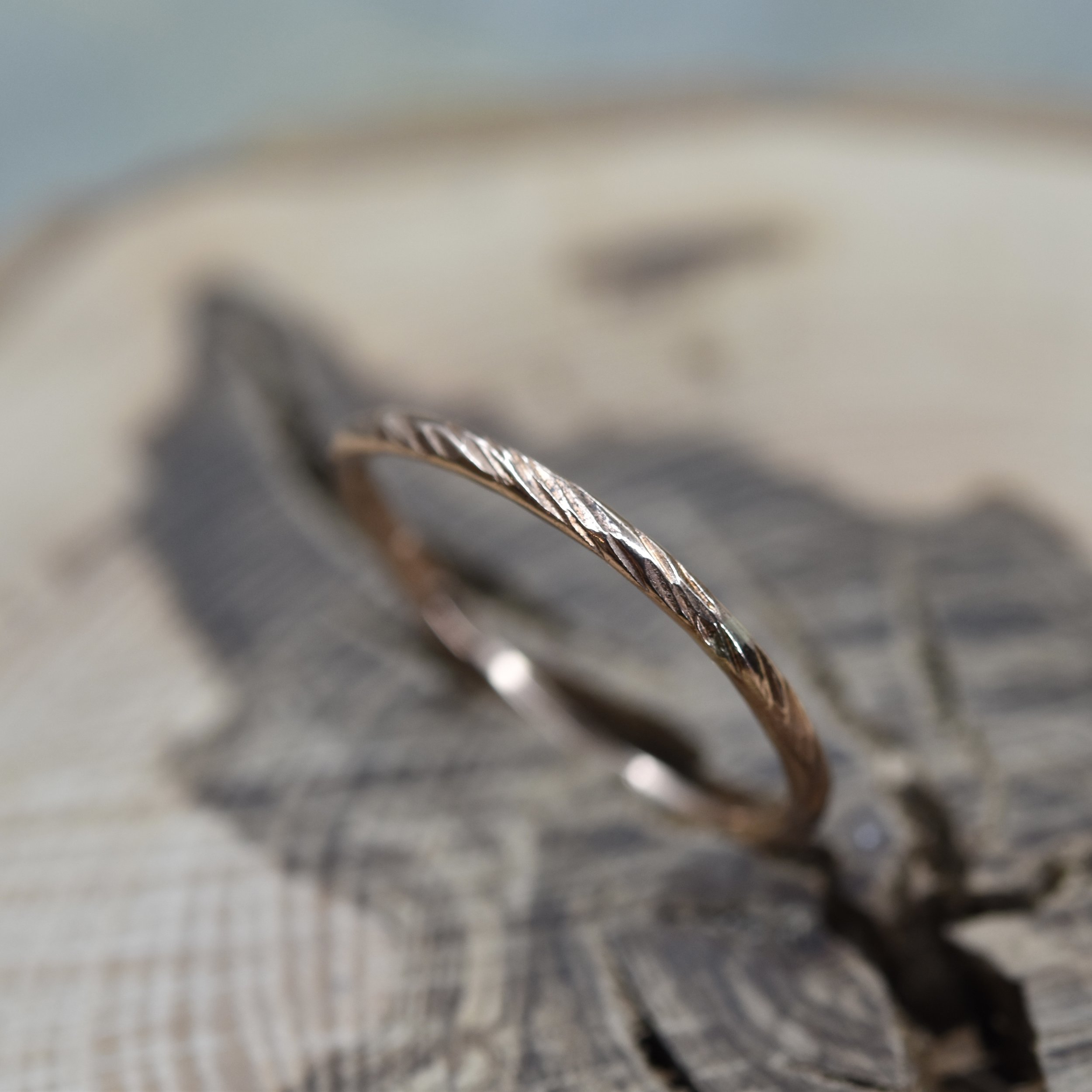 Erin Cox 9ct textured stacking rings designer handmade handcrafted jewellery Uk Devon local present gift anniversary recycled ethically sourced gold