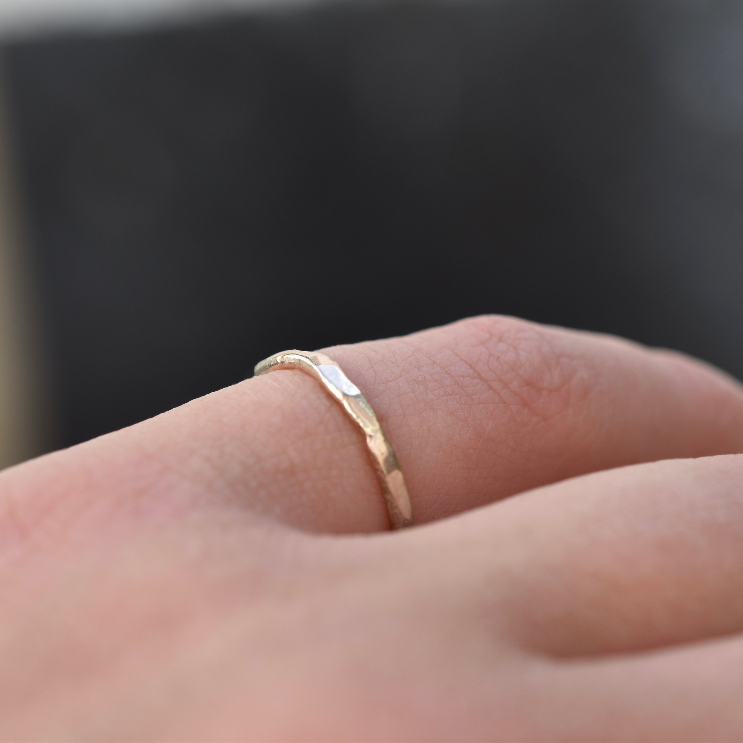 Erin Cox 9ct yellow gold molten stacking rings designer handmade handcrafted jewellery Uk Devon local present gift anniversary recycled ethically sourced gold